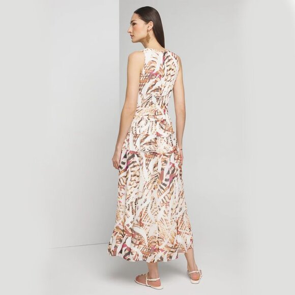 WHBM $180 Sleeveless Midi Shirtdress Dress Sundress Crinkle Chiffon Belted 10 - Picture 4 of 8